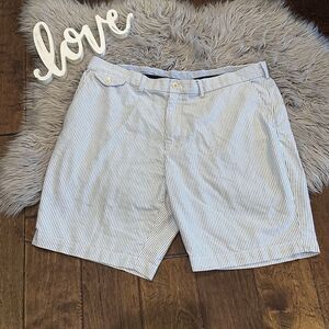 Polo Golf Ralph Lauren Classic Fit Seersucker shorts Blue White Striped Size 38